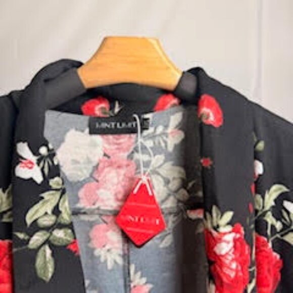 Valenti Daniel Black Floral Open Front Blouse | Size XL | NWT - Picture 2 of 4